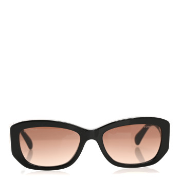 CHANEL Acetate Rectangle Sunglasses 5493 Black Brown