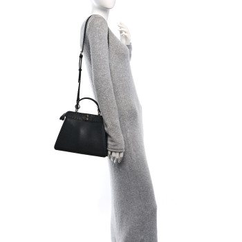 FENDI Cuoio Romano Selleria Chamois Small Peekaboo I SEE U Satchel Black Camel Sunflower