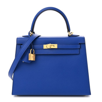 HERMES Epsom Kelly Sellier 25 Bleu Royal