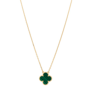 VAN CLEEF & ARPELS 18K Yellow Gold Malachite Vintage Alhambra Pendant Necklace