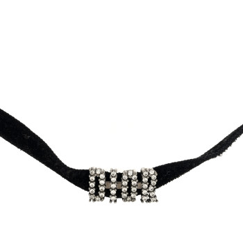 CHRISTIAN DIOR Velvet Crystal DIOR Choker Necklace Black