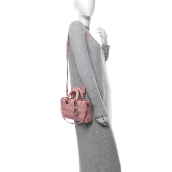 CHRISTIAN DIOR Lambskin Cannage Medium Lady D-Joy Light Pink