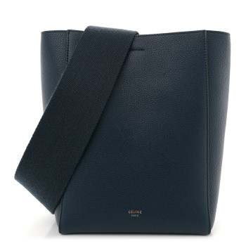 CELINE Soft Grained Calfskin Small Sangle Bucket Bag Navy