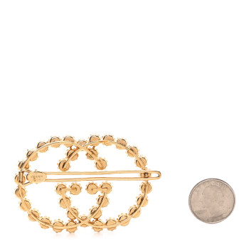 GUCCI Metal Pearl Interlocking-G Hair Clip Gold