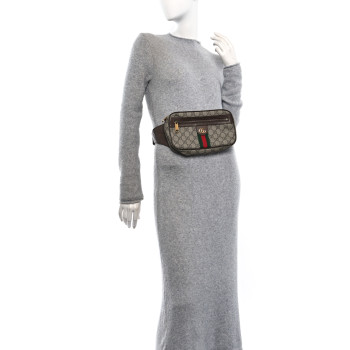 GUCCI Soft GG Supreme Monogram Medium Ophidia Belt Bag Dark Brown