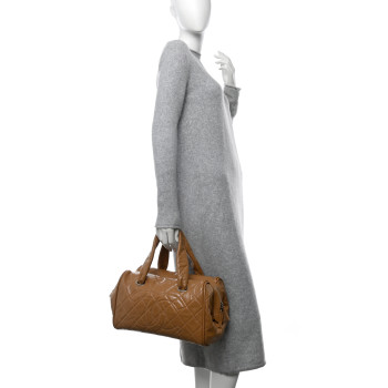 CHANEL Caviar Quilted CC Timeless Bowler Beige