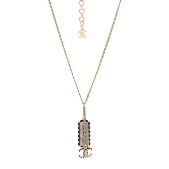 CHANEL Enamel CC Logo Necklace Gold Black White