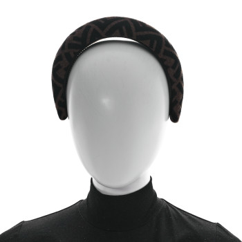 FENDI Wool Cashmere FF Logo Headband Tobacco