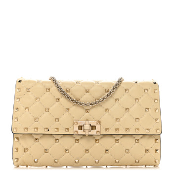 VALENTINO GARAVANI Nappa Rockstud Spike Wallet on Chain Light Ivory