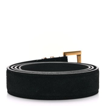 SAINT LAURENT Suede Monogram Square Buckle Belt 95 38 Black