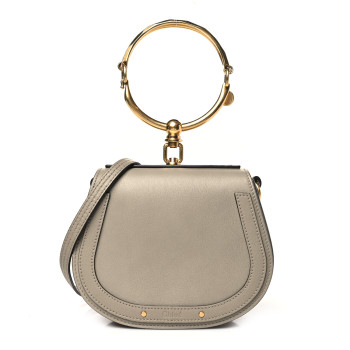 CHLOE Calfskin Suede Small Nile Bracelet Bag Motty Grey