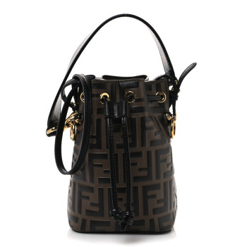 FENDI Vitello Liberty F is Fendi Bi-Color FF 1974 Embossed Mini Mon Tresor Bucket Bag Maya Black