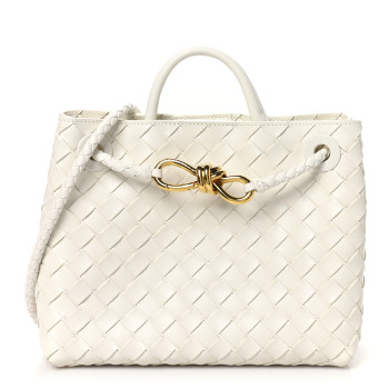 BOTTEGA VENETA Nappa Intrecciato Small Andiamo Shoulder Bag White