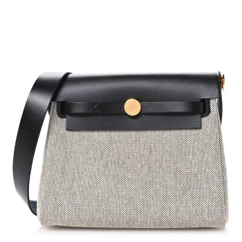 HERMES Military Toile Vache Hunter Herbag Zip Retourne 20 Ecru Black