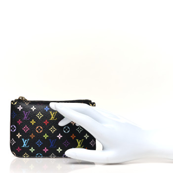 LOUIS VUITTON Monogram Multicolor Key Pouch Black Violet
