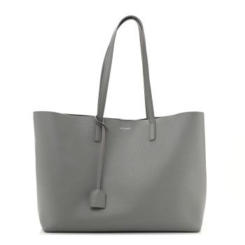 SAINT LAURENT Calfskin Large Shopping Tote Granite