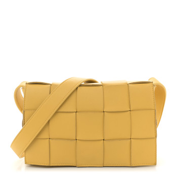 BOTTEGA VENETA Lambskin Maxi Intrecciato Small Cassette Crossbody Bag Yellow