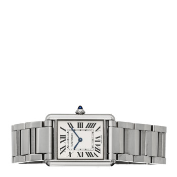 CARTIER Stainless Steel Calfskin 25mm Must de Cartier Tank Quartz Watch