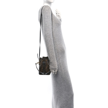 FENDI Vitello Liberty F is Fendi Bi-Color FF 1974 Embossed Mini Mon Tresor Bucket Bag Maya Black