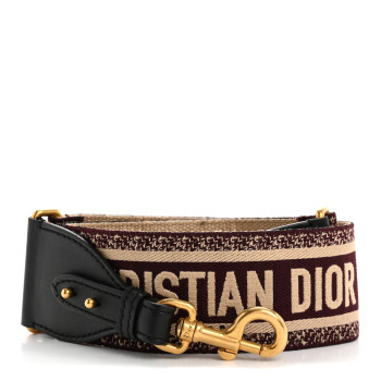 CHRISTIAN DIOR Canvas Embroidered Shoulder Strap Burgundy