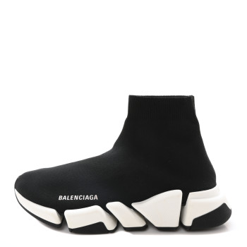 BALENCIAGA Technical 3D Recycled Knit Bi-Color Sole Womens Speed 2.0 Sneakers 40 Black White