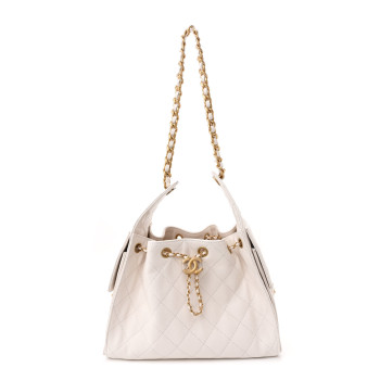 CHANEL Caviar Quilted Small Chanel 25 Handbag White