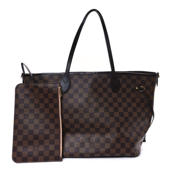 LOUIS VUITTON Damier Ebene Braided Neverfull MM Pink