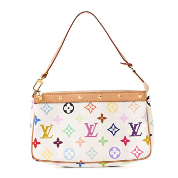 LOUIS VUITTON Monogram Multicolor Pochette Accessories White