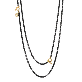 DAVID YURMAN Stainless Steel 14K Yellow Gold Acrylic Bel Aire Chain Necklace Black