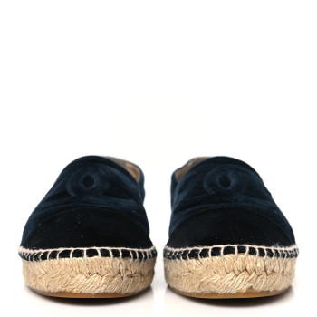 CHANEL Velvet CC Espadrilles 41 Dark Navy Black