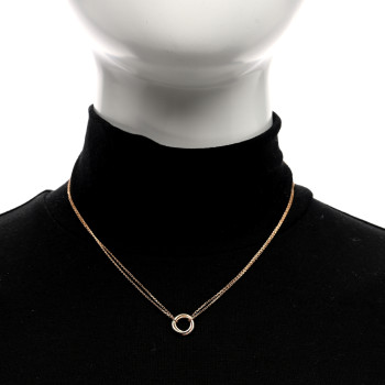 CARTIER 18K Pink Yellow White Gold Trinity Double Chain Pendant Necklace