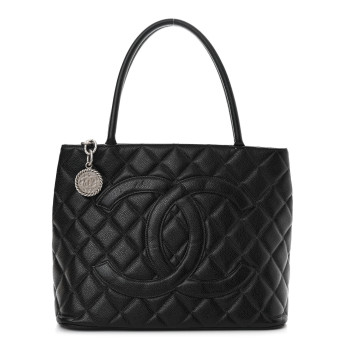 CHANEL Caviar Quilted Medallion Tote Black