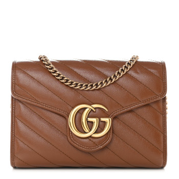 GUCCI Azalea Calfskin Matelasse Diagonal GG Marmont Chain Wallet Cuir