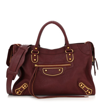 BALENCIAGA Chevre Gold Metallic Edge Hardware City Bordeaux BALENCIAGA Chevre Gold Metallic Edge Hardware City Bordeaux