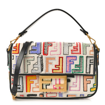 FENDI Canvas Vitello Seta FF Embroidered Chinese Valentines