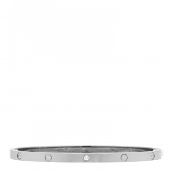 CARTIER 18K White Gold 6 Diamond Small LOVE Bracelet 17