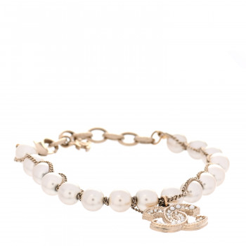 CHANEL Pearl Crystal CC Bracelet Gold