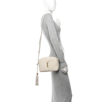 SAINT LAURENT Calfskin Matelasse Monogram Lou Camera Bag Crema Soft