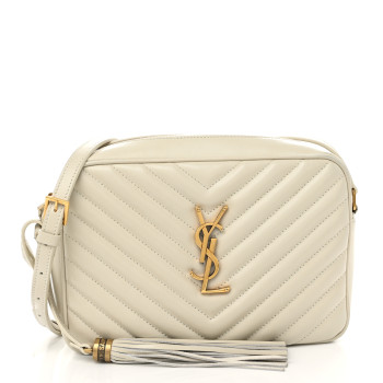 SAINT LAURENT Calfskin Matelasse Monogram Lou Camera Bag Crema Soft