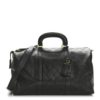 CHANEL Calfskin Stitched Duffel Bag Black