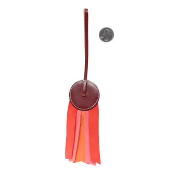 HERMES Vache Hunter Milo Lambskin Paddock Flot Bag Charm Orange Poppy Rose Azalee Red
