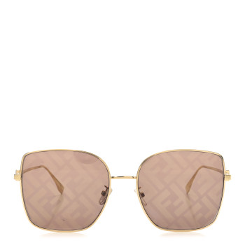 FENDI Metal Square Sunglasses FF40013U Gold Brown