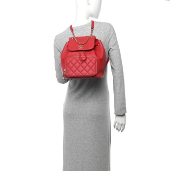 CHANEL Caviar Quilted Business Affinity Backpack Red