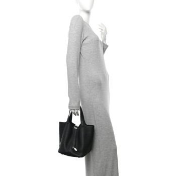 HERMES Taurillon Clemence Picotin Lock 22 MM Black
