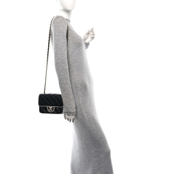 CHANEL Lambskin Quilted Resin CC Mini Flap Bag Black White