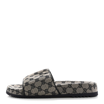 GUCCI Canvas GG Monogram Mens Slide Sandals 10 Beige Blue