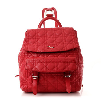 CHRISTIAN DIOR Lambskin Cannage Large Stardust Backpack Red