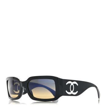 CHANEL Acetate Polarized Rectangle Sunglasses 5526 Black