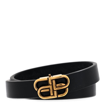 BALENCIAGA Calfskin BB Wrap Bracelet S Black