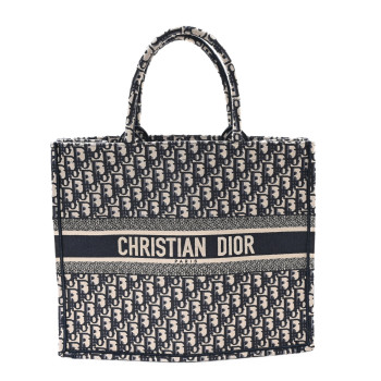 CHRISTIAN DIOR Oblique Large Book Tote Blue Multicolor